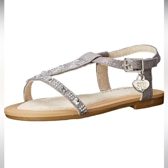 Stuart Weitzman Camia Doraly Crystalized T-Strap Sandal 5 - Picture 2 of 10